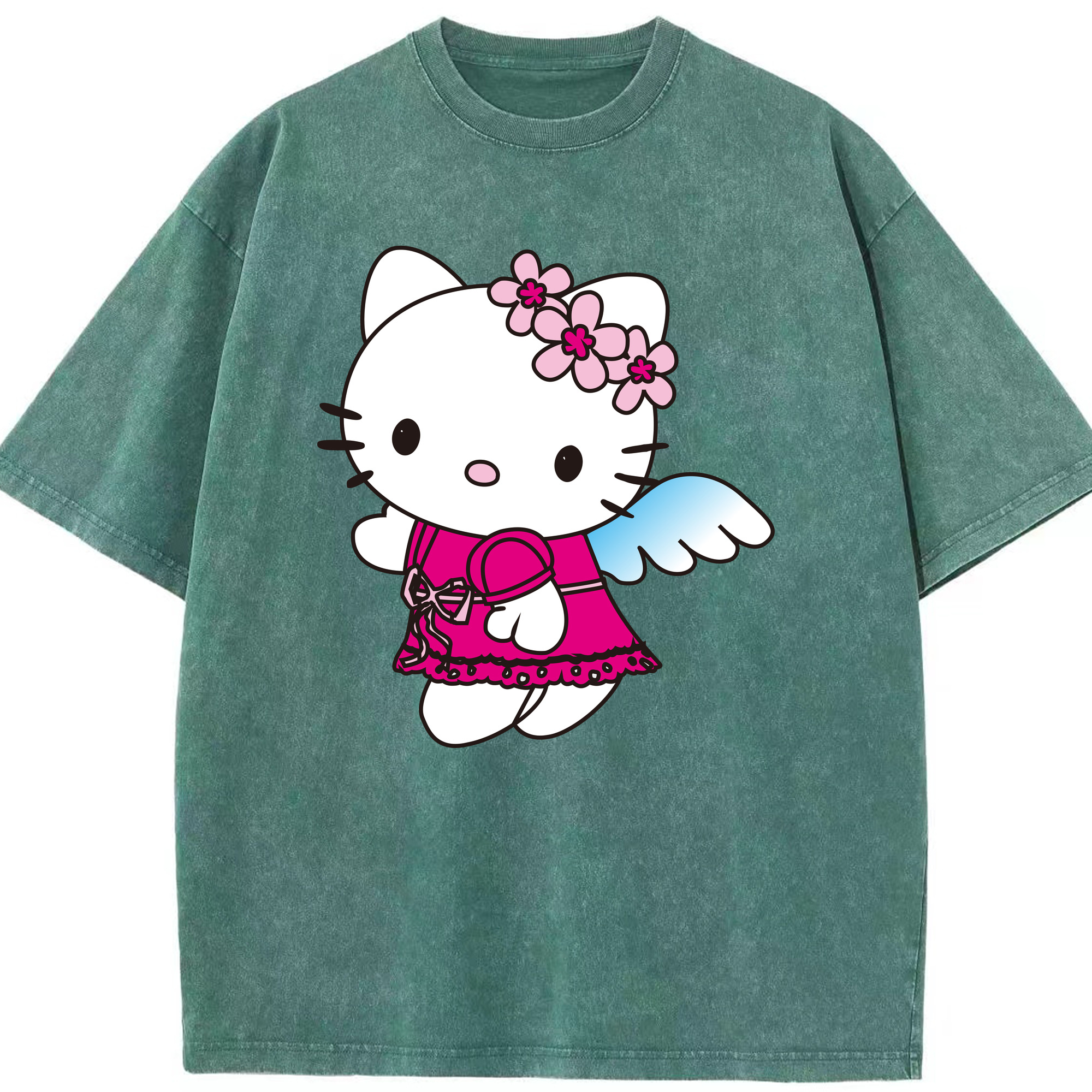 （画像用） Hello Kitty ハローキティ 綿100% ヴィンテージ風 半袖Tシャツ（フロントプリント）